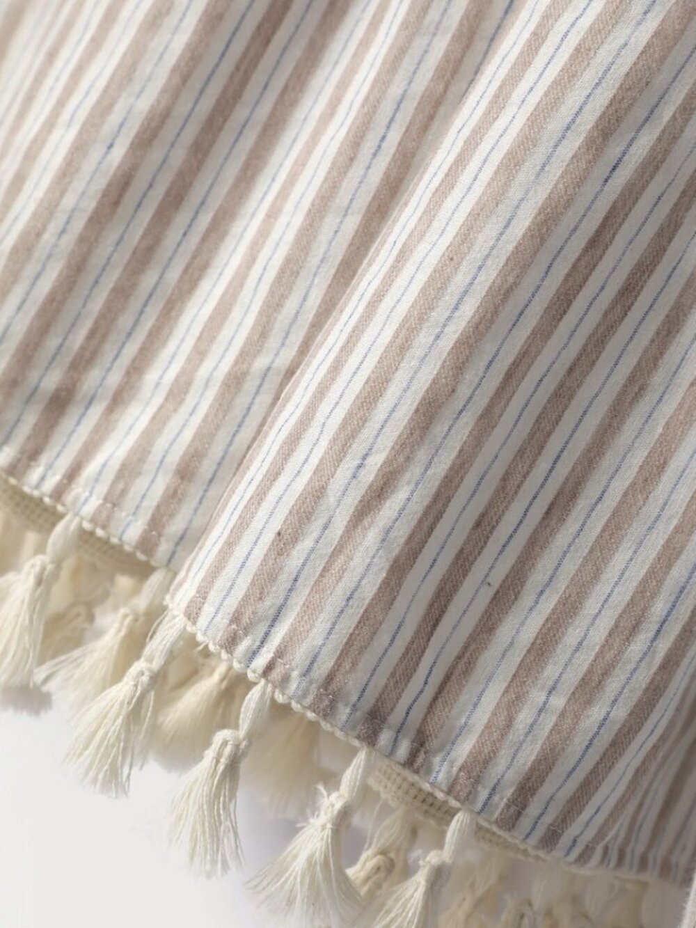 Lulus Beauty at the Beach Tan Striped Tiered Tassel Maxi Dress NWT - Picture 7 of 11